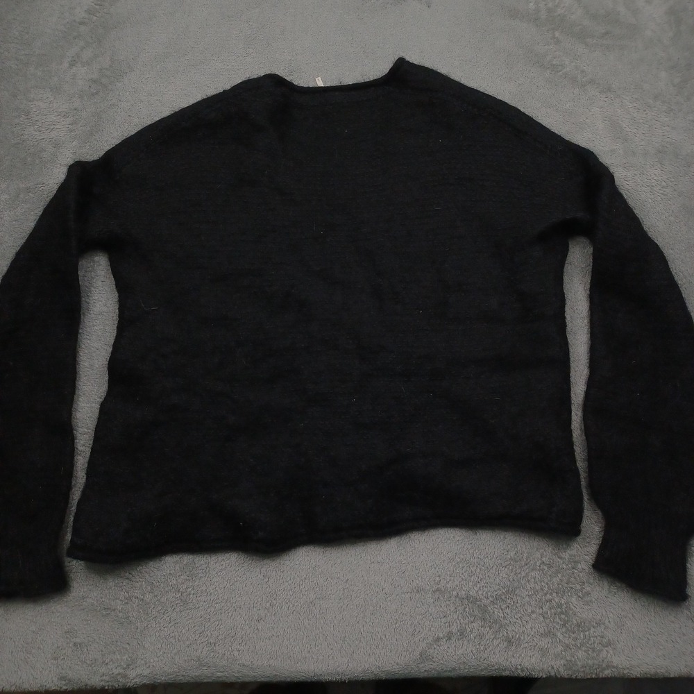 Free People Sweater Womens Large Black V Neck Alpaca Blend Pullover Preppy - Picture 6 of 8